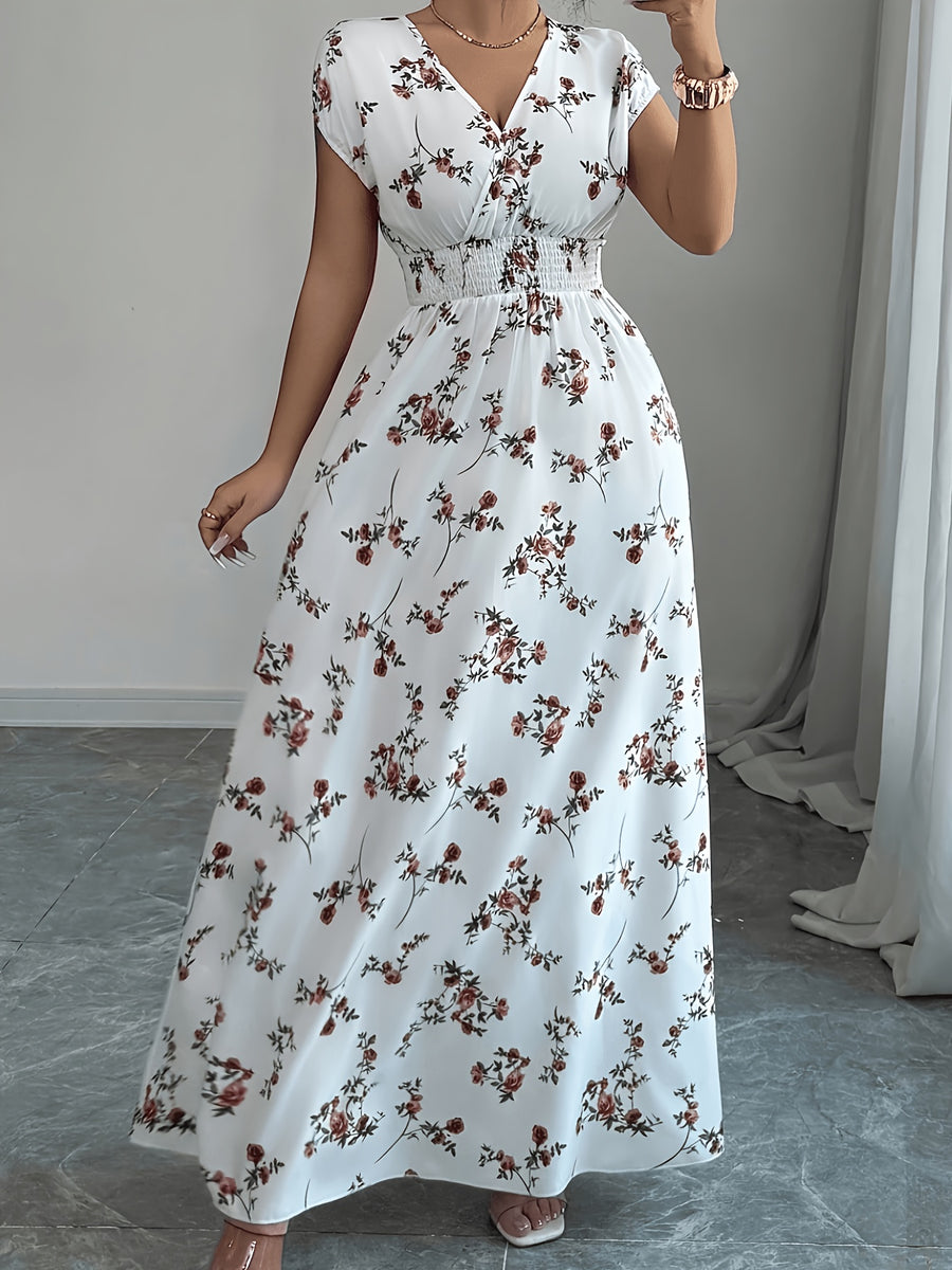 Fashionable and Elegant Mid-length Floral Print Wrap Dress for Women 612 - Multicolor