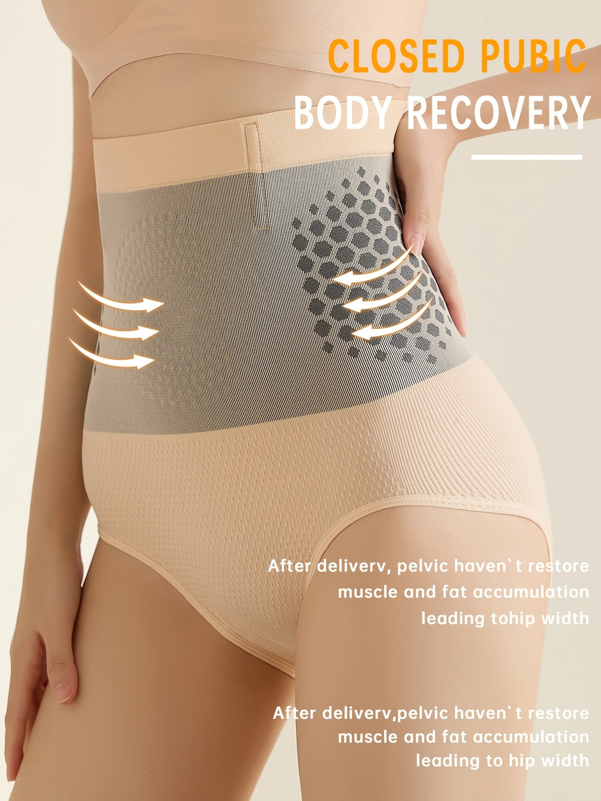 Women'S High-Waist Tummy Control Shaping Shorts, -Enhancing Geometric Pattern Compression Shorts, High Support Posture Correction And Weight Loss Effect, Breathable Premium Fabric Suitable for And Daily Wear, Underwear, Semi-Transparent Material - Apricot