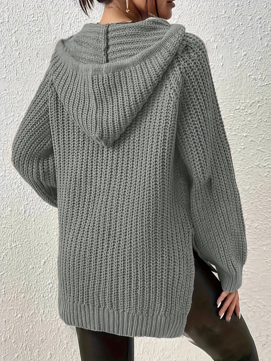 Women'S Solid-Color Elegant And Fashionable Hooded Top - Graphite Color