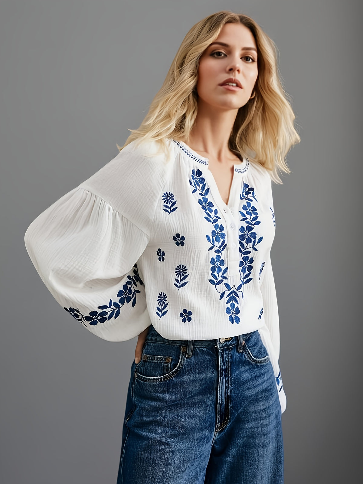 French-style Embroidered Ethnic-inspired Double-layer Breathable Fabric Long-sleeve Shirt, Offering Ease, Comfort, and Breathability, Perfect for Daily Wear, Commuting, and Vacations - White