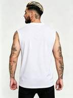 Men'S Summer New Style Sleeveless Zipper Henley Shirt, Outdoor Fitness Sports Comfortable Casual Fashion Sleeveless POLO Top - White