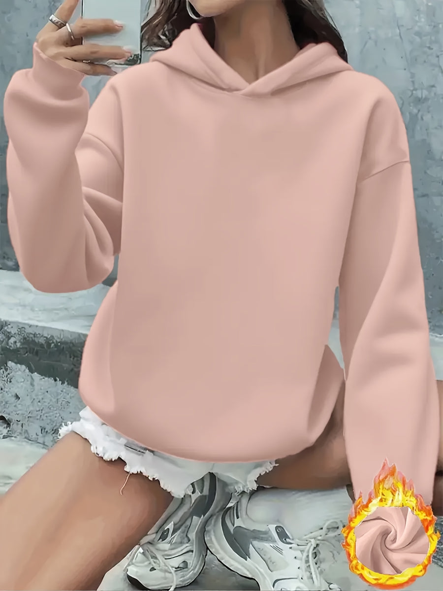 Fun 1pc Hooded Sweatshirt with Hand-Drawn Cute Little Black Cat Illustration Featuring a Butterfly, Pet Element, and Adorable Style Apparel Print - Pink