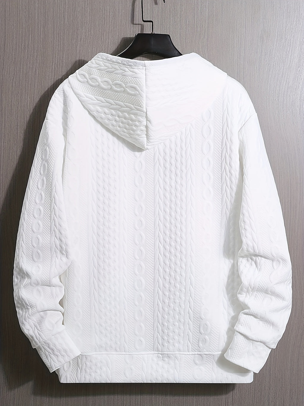 New Spring And Autumn Men'S Long-Sleeved Hoodie Fitness Wear Muscle Men Sports Outdoor Wear Three-Dimensional Jacquard Outside to Wear a Shirt Bottom Hat Shirt Men'S Wear - White