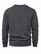 [Villa Le Water OBM] 3pcs Men'S New Trendy Round Neck Sweatshirt, Casual Daily Round Neck, Men'S Top, Breathable Fabric, Fitted Fabric, Casual Long Sleeve Round Neck Drop Shoulder Loose - Steel