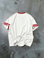 [Printed Design-Not Textured] Men'S Graphic T-Shirt - White/Red Block Color with Bold '28' Number, Breathable Summer Short Sleeve Shirt, Sporty Street Style Casual Top, Machine Washable Casual Shirt, Ideal Birthday Gift for Him - Mixed Color 10