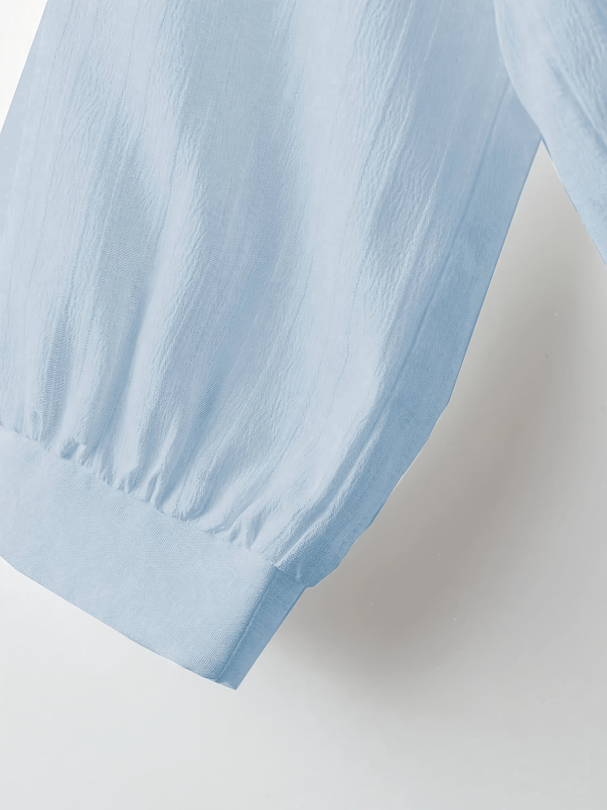 New Summer Style Casual Loose-Fit Long-Sleeve Lapel Shirt, Fashionable and Versatile with Tie Hem - Light Blue