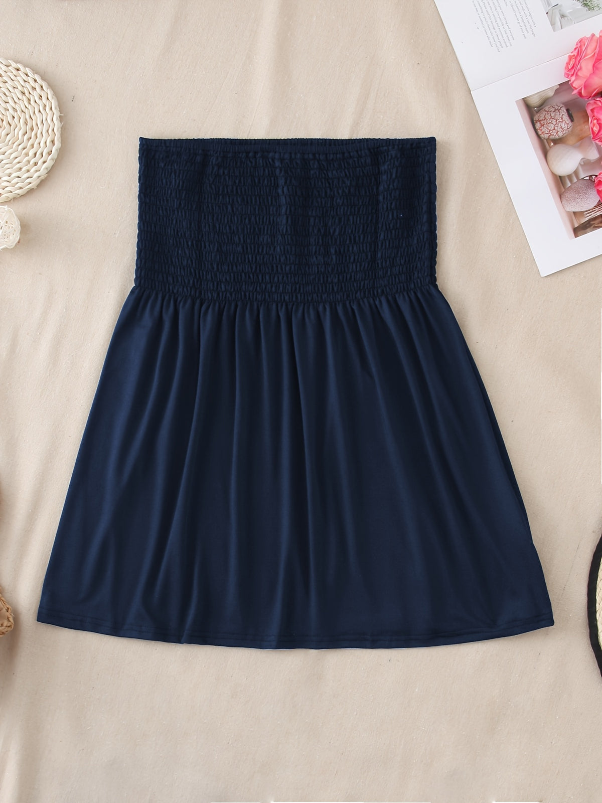 Women's Sexy Fashion Satin Off-Shoulder Crop Tube Top - Navy Color
