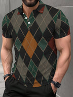 New! Men'S 3D Printed Casual Short-Sleeve Polo Shirt, Suitable for Golf And Everyday Wear - Mixed colors