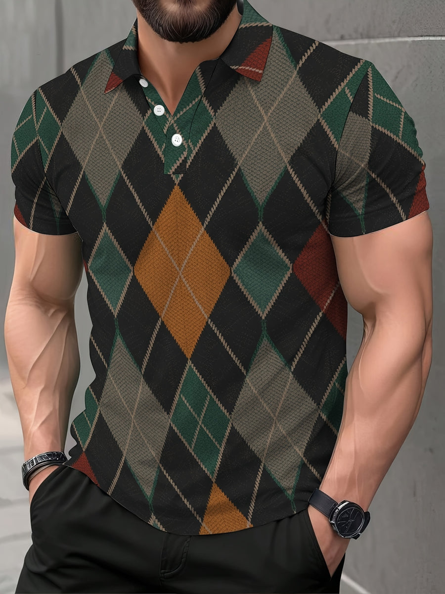 New! Men'S 3D Printed Casual Short-Sleeve Polo Shirt, Suitable for Golf And Everyday Wear - Mixed colors