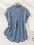 Summer Polka Dot Single-Breasted Short-Sleeve Shirt - Bright Steel Blue