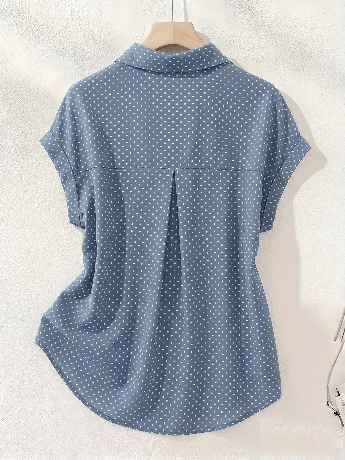 Summer Polka Dot Single-Breasted Short-Sleeve Shirt - Bright Steel Blue