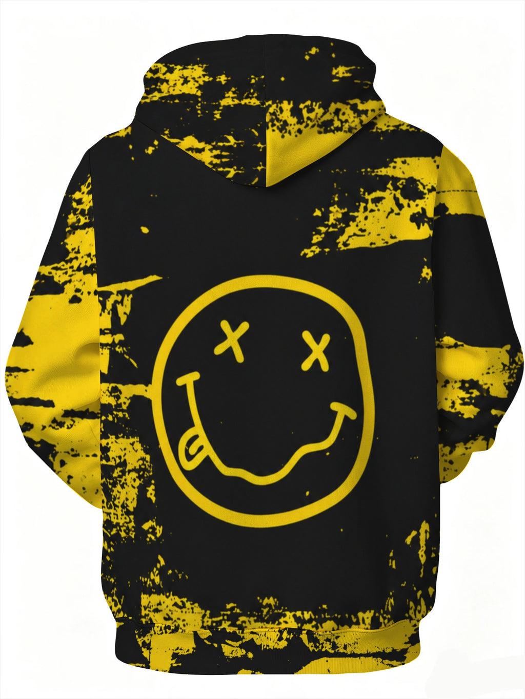 Men'S Printed Hoodie, Vintage Distressed Smiley Face Pattern Streetwear, Loose Fit Casual Pullover Hooded Sweatshirt, Comfortable Daily Wear, Trendy Brand Versatile Outerwear for Spring And Autumn - Mixed colors