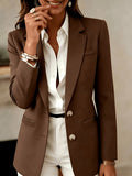 2026 Spring/Autumn New Dark Brown Blazer, Women'S Commuter Professional Style Premium Loose All-Match Short Suit YYTT - Dark Brown