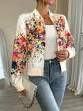 Women'S Lightweight Casual Jacket - Vibrant Tie-Dye Print, Stand Collar, Zip-Up, Long Sleeve, Perfect for Spring/Fall, Spring Jacket | Vibrant Print Jacket | Zippered Jacket - Apricot