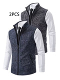 2pcs Spring/Autumn Style Sweater Knit Vest Zipper Cardigan with Real Pockets, Solid Color, Unisex Vest - E7015HUI+L