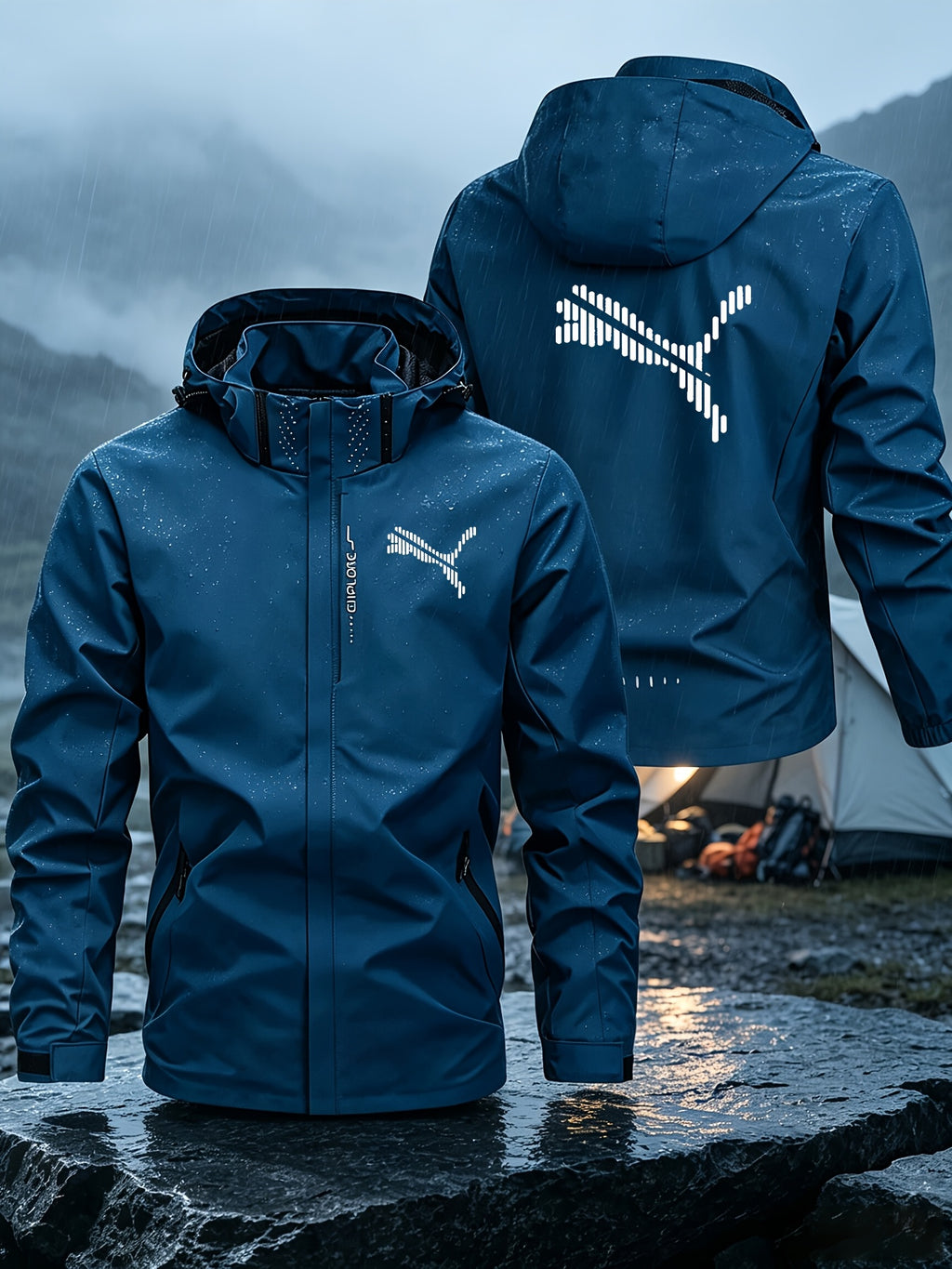 Spring and Autumn Outdoor Adventure Men's Windproof Sportswear, Wear-Resistant Wind-Resistant Jacket, Urban Cycling, Mountain Climbing, Hiking Zipper Outerwear Winter Clothes for Men - Blue