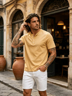 2pcs Summer Refreshing Men's Henley Shirt, Button-Front Placket Design, Skin-Friendly Fabric, Breathable and Non-Stuffy, Simple and Elegant, Multiple Colors Available, Versatile for Daily Commuting and Outings - Mixed Color 2
