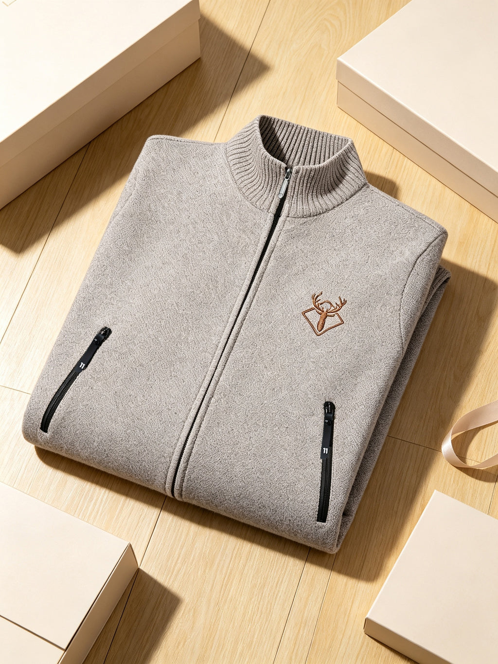 2pcs, Men'S Autumn Winter Knit Cardigan Stand Collar Full Zip, Plush Lining, Long Sleeve Sweater, Fleece Lined And Thickened, with Pockets, Suitable for Casual, Home, Business, Hiking, Outdoor, Fashionable All-Match Autumn Winter Sweater Jacket - Off-white + Blue
