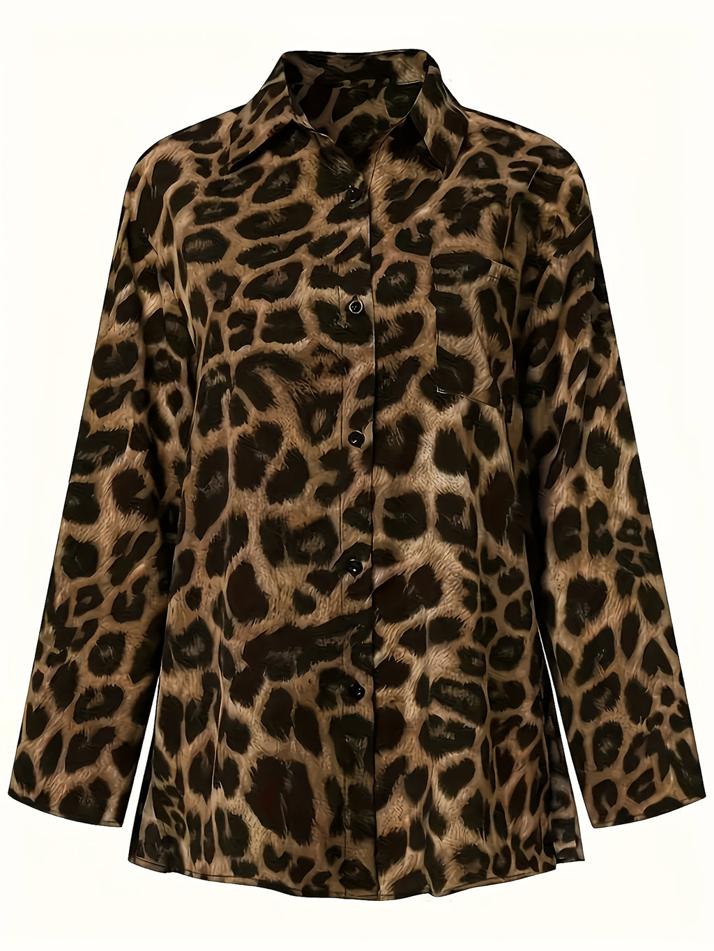 An Elegant Women's Leopard Print Suit Set - Spring/Autumn Season Polyester Fabric, Reversible Collar, All-Over Print Design, Detail-Free Fashion Comfort - Mixed colors