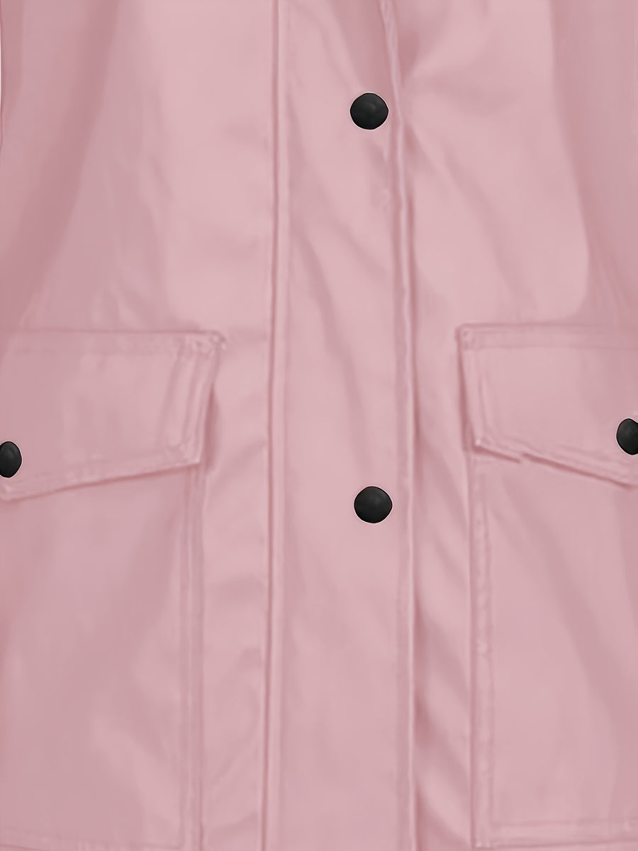 Women's Hooded Autumn/Winter Trench Coat - Pink Color