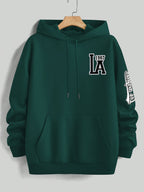 American Vintage Los Angeles  Style Hoodie, High Street Fashion LOS ANGELES Trendy Sweatshirt for Men - Dark Green