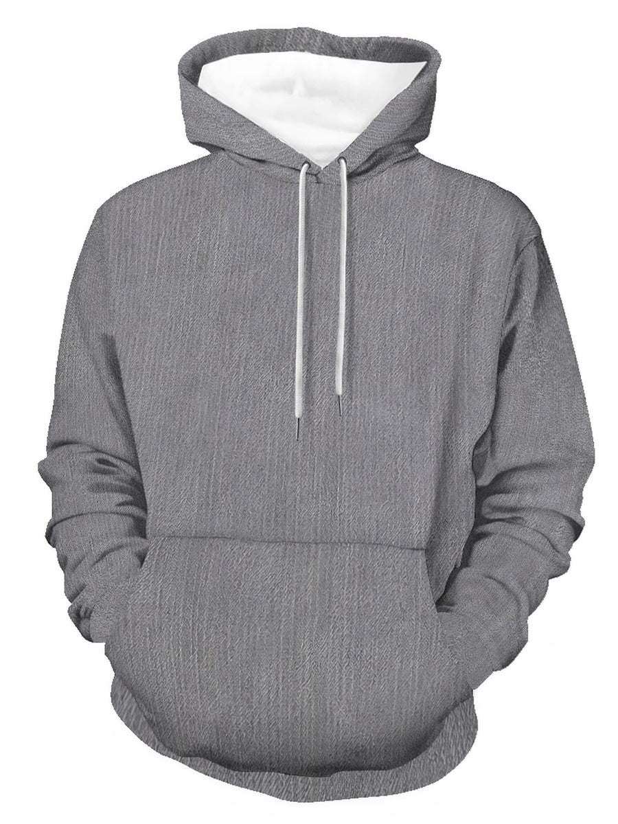 Men'S Long Sleeve Pullover Hoodie, Heather Grey Solid Texture, Regular Fit, Drawstring Hood, Ribbed Cuffs And Hem, Polyester, Casual Style, for Daily Wear And Weekend Leisure, Spring And Autumn - Mixed colors