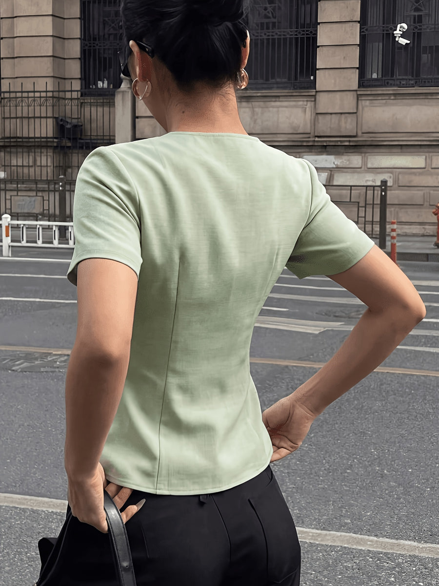 Women's Fashionable and Elegant Commuter Shirt - Matcha Color
