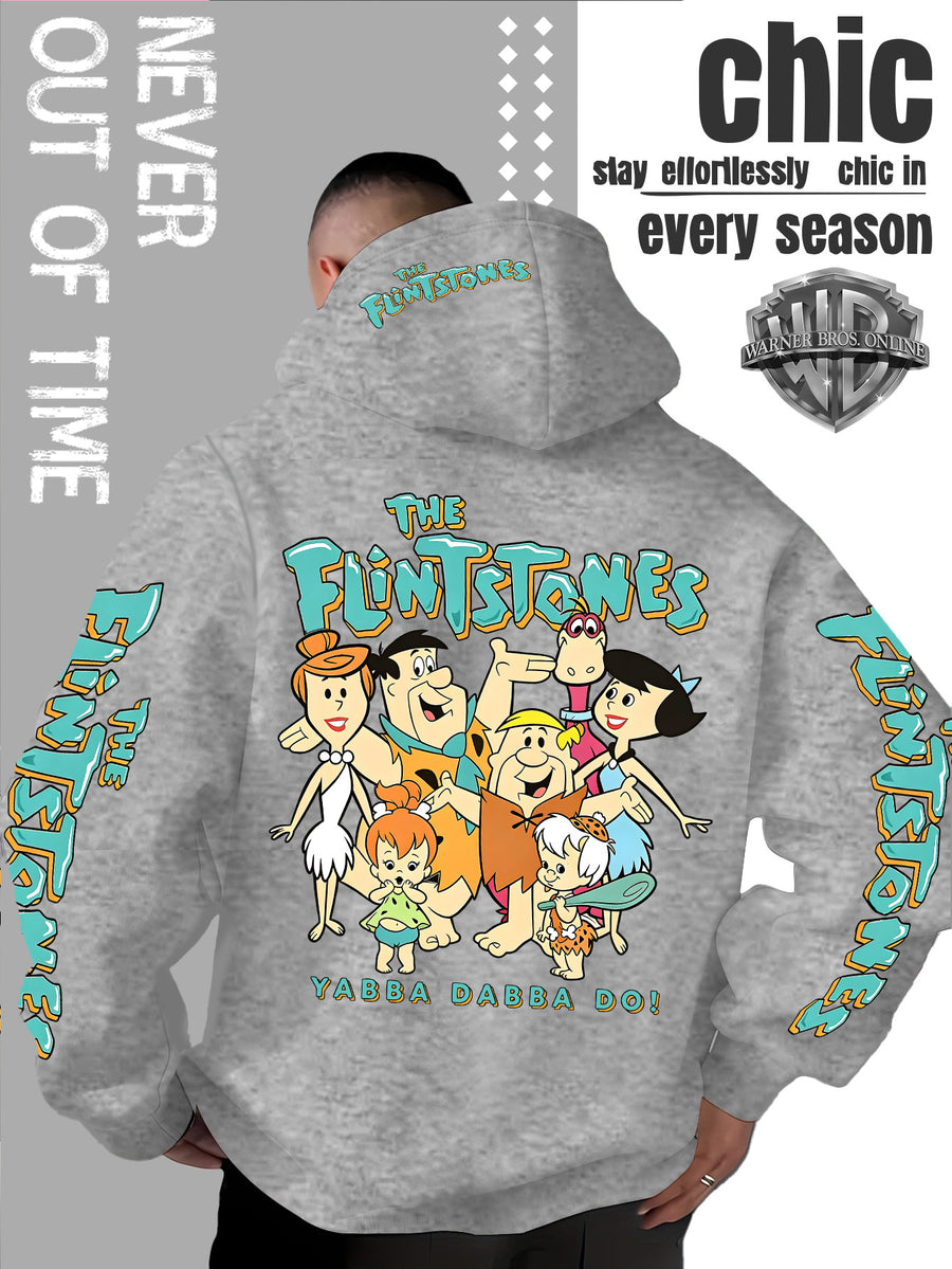 Men'S Hooded Sweatshirt Modern Original Man Cool American Retro Cartoon All Characters Happy Gathering Anime Theme Men'S Long Sleeve Hooded Pullover Sweater Autumn Winter Skin-Friendly Soft Comfortable Top Machine Washable Easy Care Durable Fabric S - Light Grey