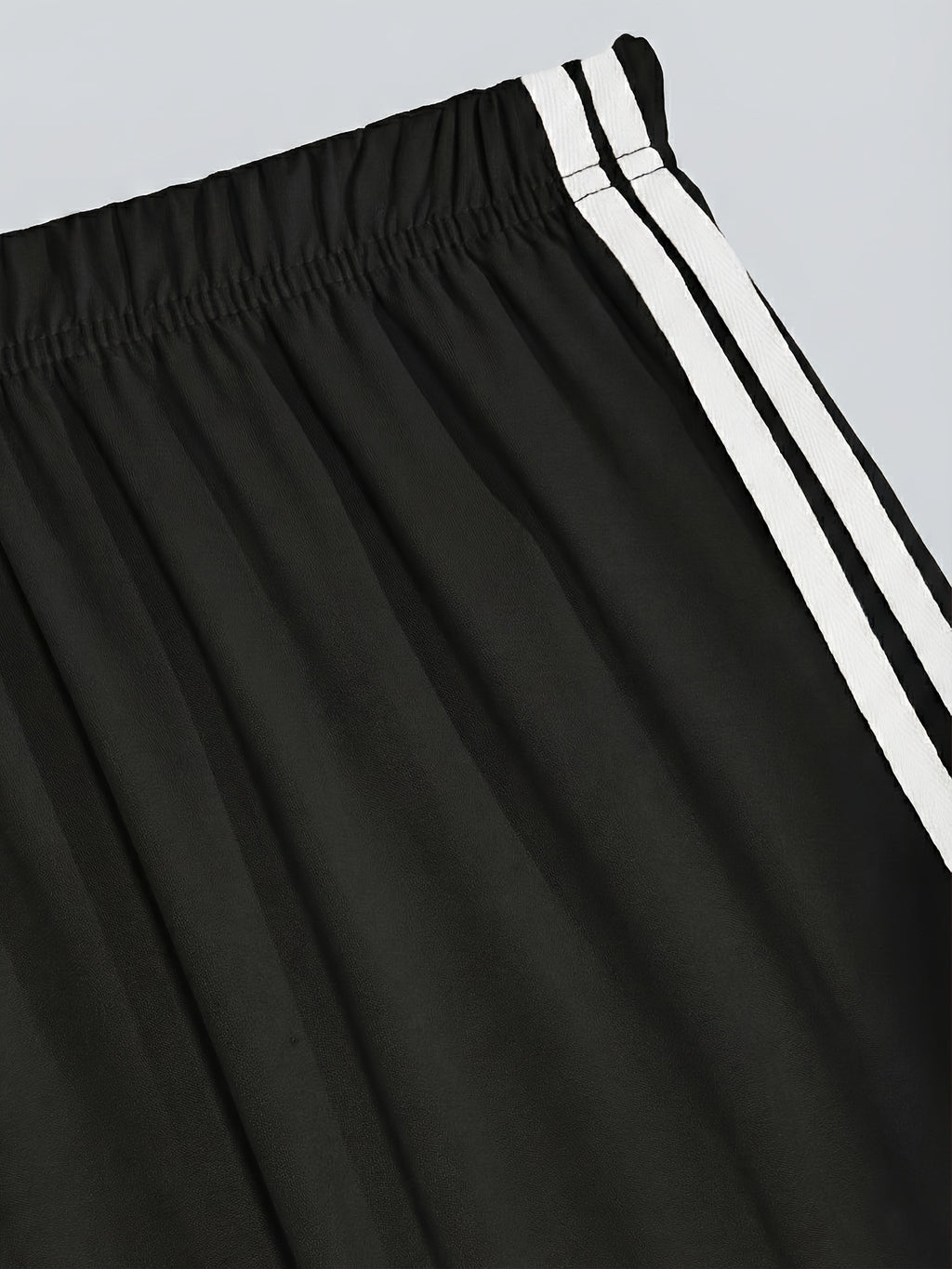 Women'S Elegant Suit, Loose Straight Leg, Side Contrast Stripes, Personalized Triangle Pattern Print, European And American Style Style, Elastic Waist, Straight Leg Wide Leg Long Pants, Paired with a Tight Short Suspender Vest - Black