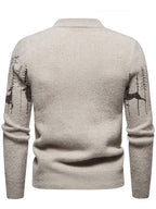 SENMEIGUO New Autumn And Winter Men'S Knitted Warm Sweater with Fashionable Patterns, Casual And Versatile, Semi High Neck And Versatile, Lazy Style Top - Grey