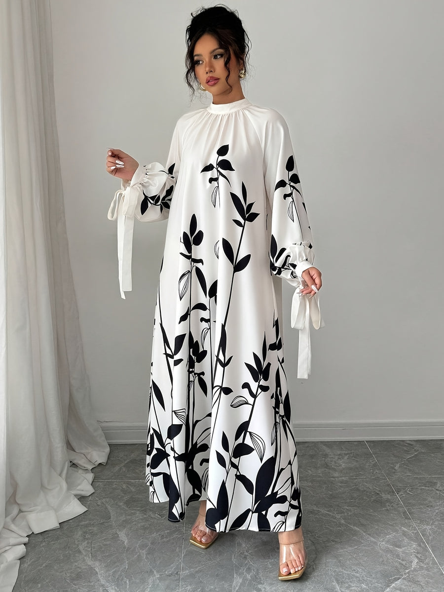 Fashionable and Versatile Printed Dress - White