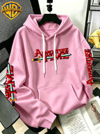 By Warner Bros., 2026 New Adventure Treasure Print, Men's Hoodie, Hooded Sweatshirt, Kangaroo Pocket and Drawstring Hat, Suitable for Daily and Outdoor Sports Wear, Autumn and Winter Warm Jacket, Fashionable Jacket - Pink Color