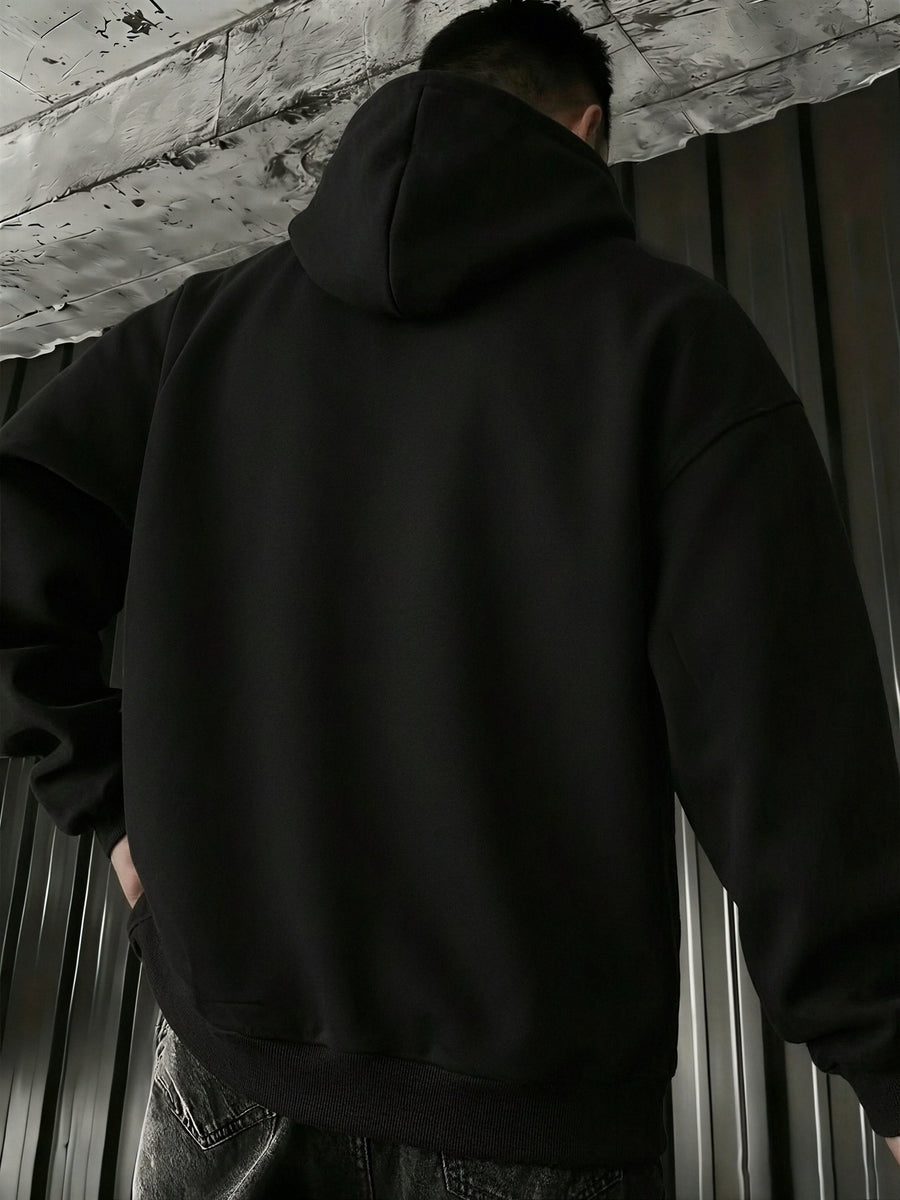 Men's Hooded Sweatshirt with PARIS Print, Comfortable, Casual, Soft, Breathable for Spring and Autumn Daily Commuting - Black