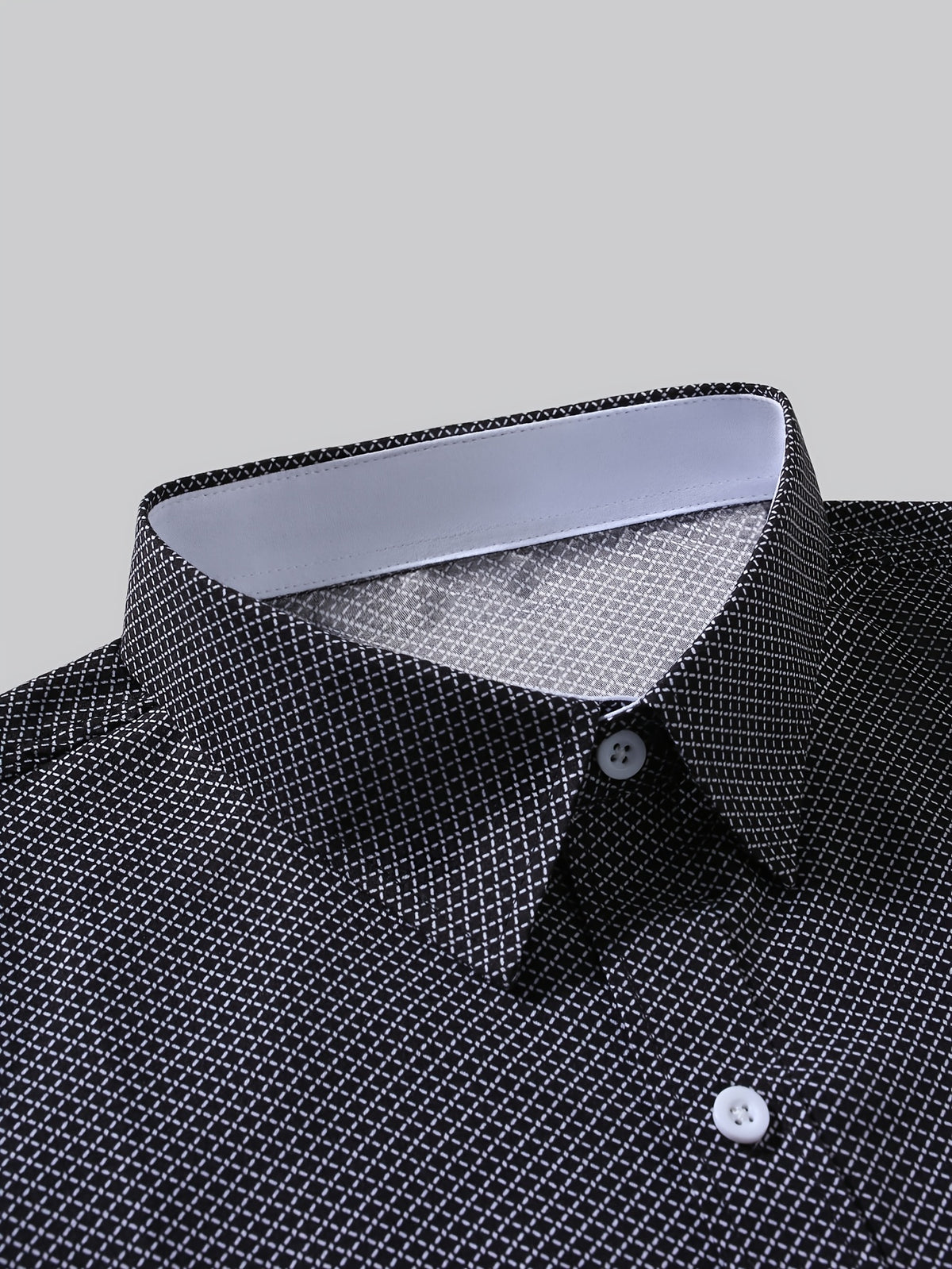 Old Money Outfits Men'S Black Micro Grid Check Contrast White Cuff Short Sleeve Shirt, Cool Wrinkle Resistant Quick Dry Fabric, Lightweight Breathable Casual Top for Summer Office, Daily Street & Vacation - Black