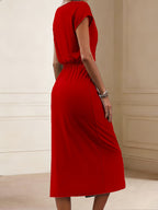 Women'S Fashion Gradient Color Letter Print Pattern Dress - Red