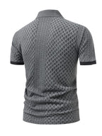 CLICK Print Summer Temperament Heavyweight Men'S Contrast Collar Short Sleeve Polo Shirt New Jacquard Fabric Comfortable Casual Contrast Collar Men'S Short Sleeve Clothing Jacquard Fabric Texture Random - Grey
