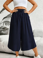 Women'S Fashion Wide Leg Pants - Navy Color