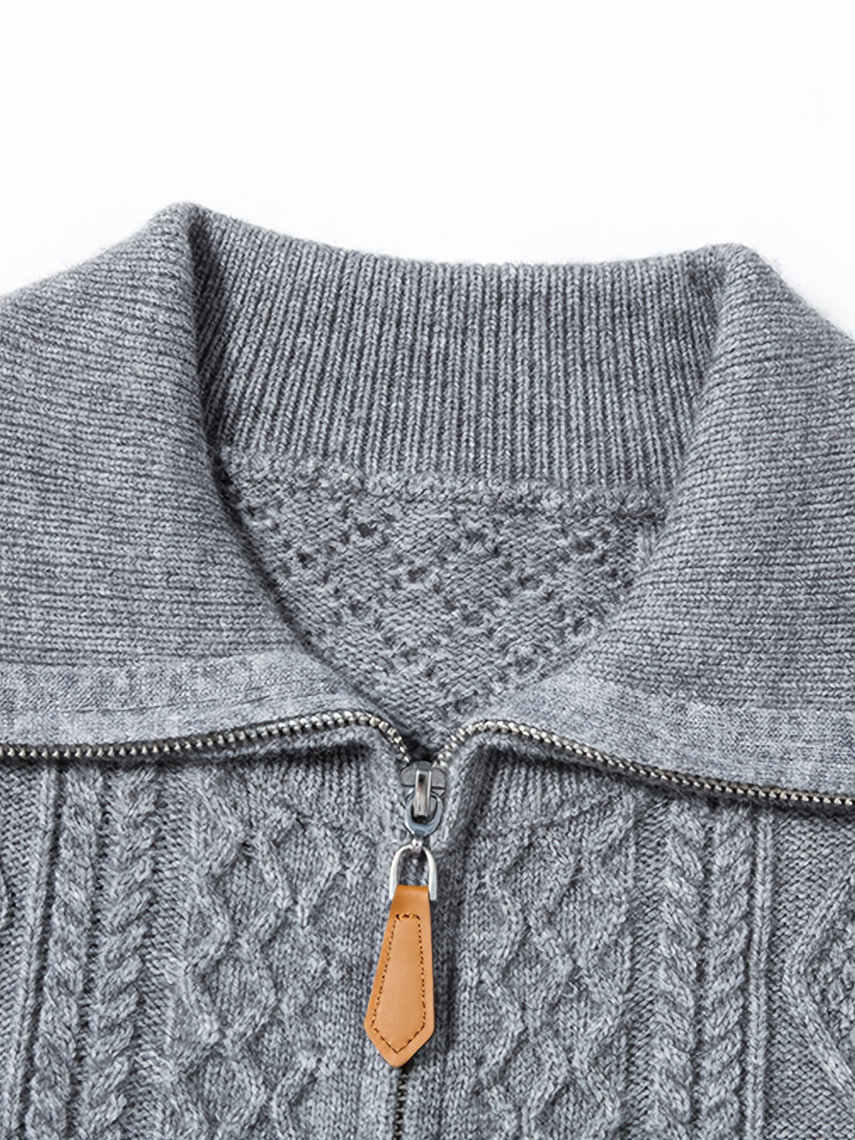 Men'S Lapel Jacquard Zipper Sweater, Casual Light Mature Style, Suitable for Commuting And Daily Outings; Can Be Worn Alone in Autumn/Winter, Also Works As a Layer Over T-Shirt - SINBOS, Knit - Grey