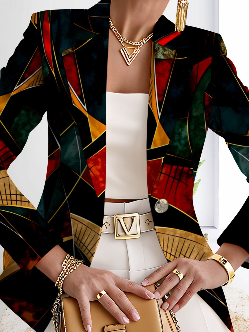 Women's Autumn Campus Fashion,  Outdoor Travel Attire, Tops with Unique Patterns, Elegant Printed Autumn Coats, and Exquisite Blazers. - Mixed colors
