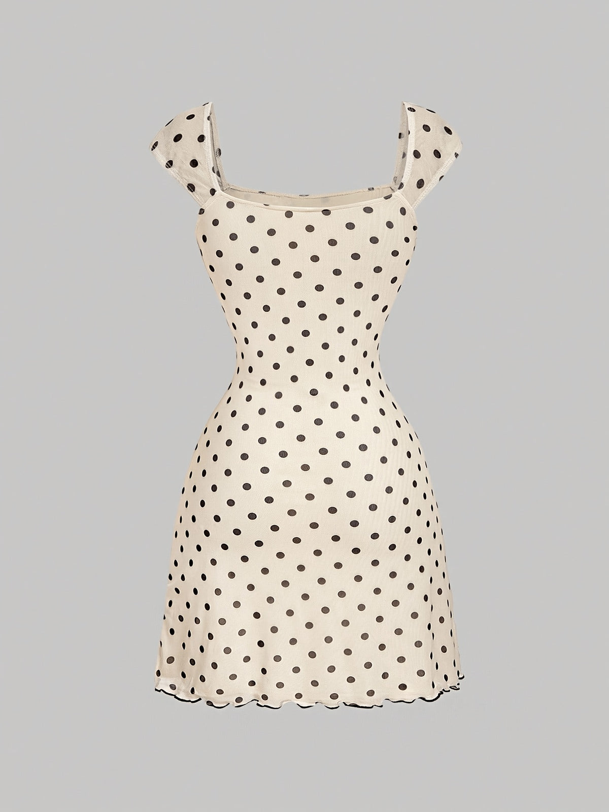 Square Neck Dress, Summer Pure Desire Style Bow Waist Cinching Short Bodycon Skirt, Sweet Style Printed Dress, Summer Date Ribbon Bow Waist Cinching Mesh Mini Skirt, Suitable for Birthday Parties, Weekend Parties, and Vacation Outings - Apricot