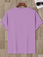 Men's T-Shirt with Letter A Print - Casual Wear - Purple