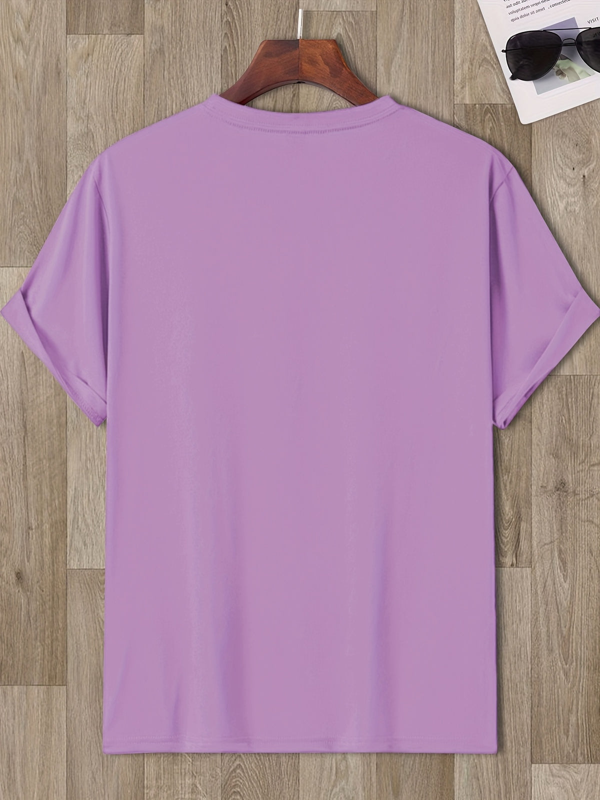 Men's T-Shirt with Letter A Print - Casual Wear - Purple