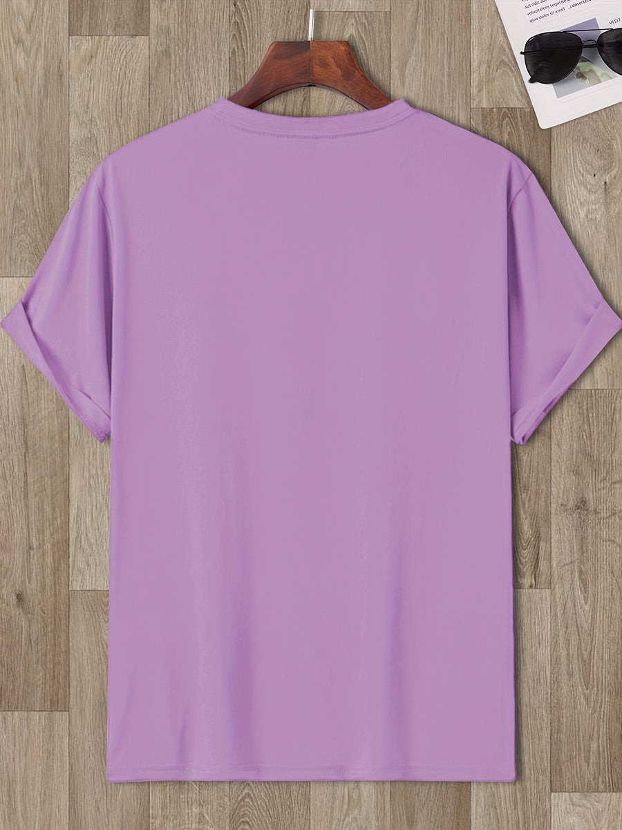 Men's T-Shirt with Letter A Print - Casual Wear - Purple