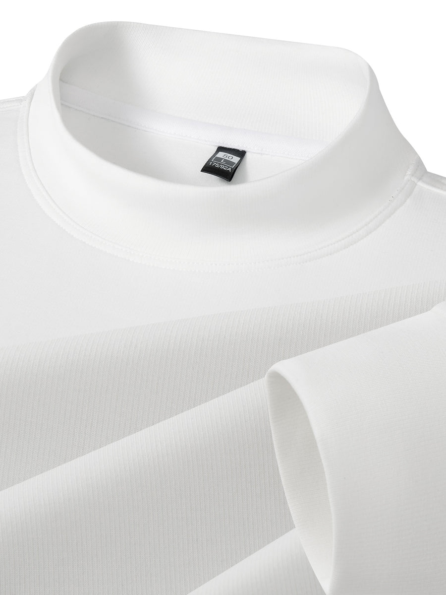 Autumn/Winter New Style Solid Color Half-Turtleneck Lyocell High-Quality Long-Sleeve Knit Base Layer, Versatile and Warm Men's Sweater, Skin-Friendly, Comfortable, Durable, and Breathable Men's Top, Cold-Proof Pullover FL27 - White