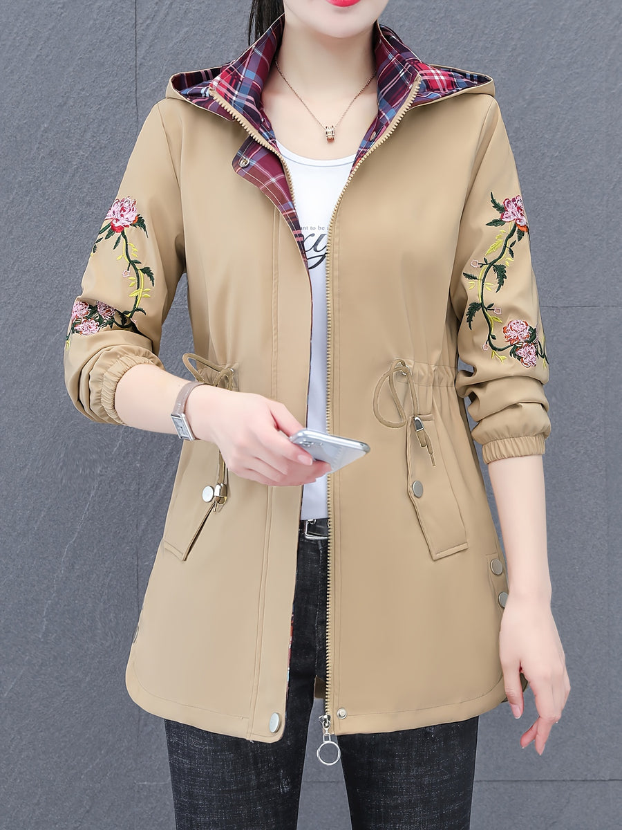 Mom's Trench Coat for Women, Mid-Length 2024 New Style, Spring/Autumn Outerwear for Middle-Aged Women, Stylish Top - Khaki