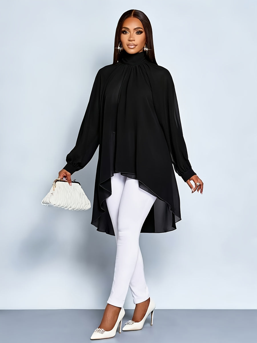 Elegant Sexy Commuter Easy Autumn And Winter Women'S Shirt Teacher Clothing Outing Top Elegant Long Design Top Bottoms Women'S Autumn Clothing Women'S Winter Clothing Halloween Clothing Christmas New Year New Year Women'S Clothing - Black