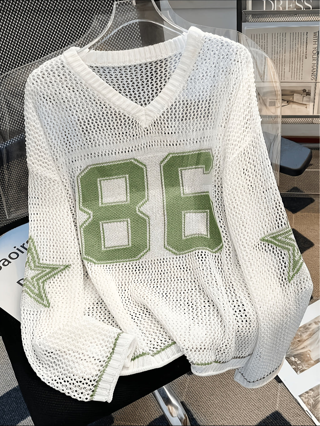 Plus Size - Plus Size - Plus Size Sweater Women'S Oversized Number Print Sweatshirt, Casual Loose Fit Elegant Shirt, Summer Couple Style for Daily Wear, Casual Outing, Beach Vacation - White