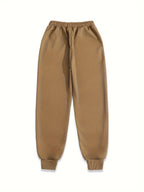 Casual Trousers with a Graphic Design, Featuring an Elastic Waistband, Suitable for Women - Dark Brown
