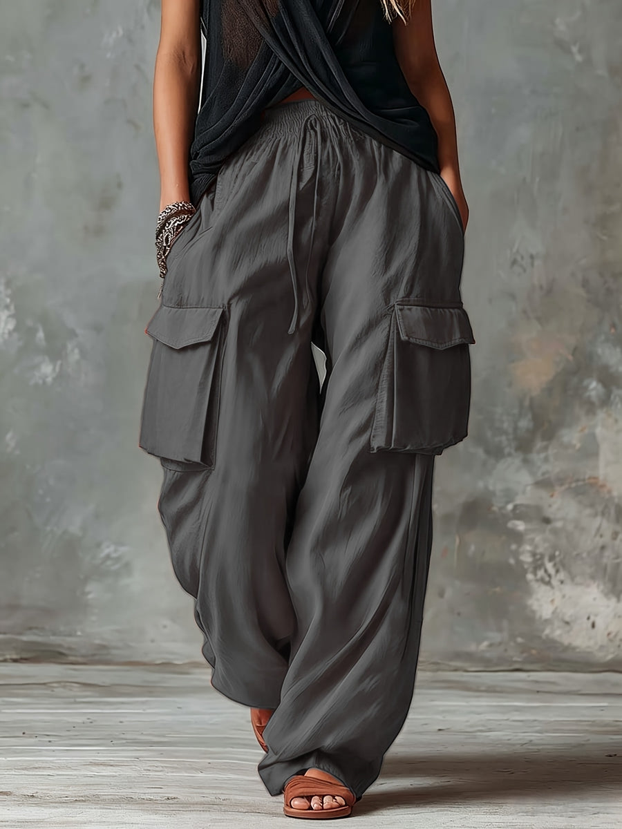 Women'S Elegant Casual Outdoor Pocket Cargo Pants - Dark Gray