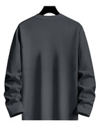 Set of 3 - Men'S 100% T-Shirts with Letter Design, Essential Long Sleeve Tee for Casual Outings, Breathable Top for Spring And Autumn - Combination Color 4